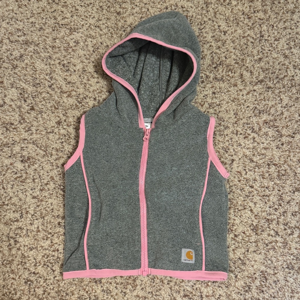 Carhartt girls vest with hood, size 9 months - like new!
